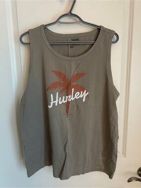 Hurley Olive Palm-Print Tank Top